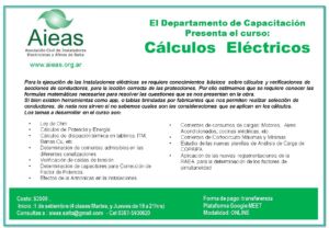CURSO CALCULOS ELECTRICOS – 1 de SETIEMBRE DE 2022